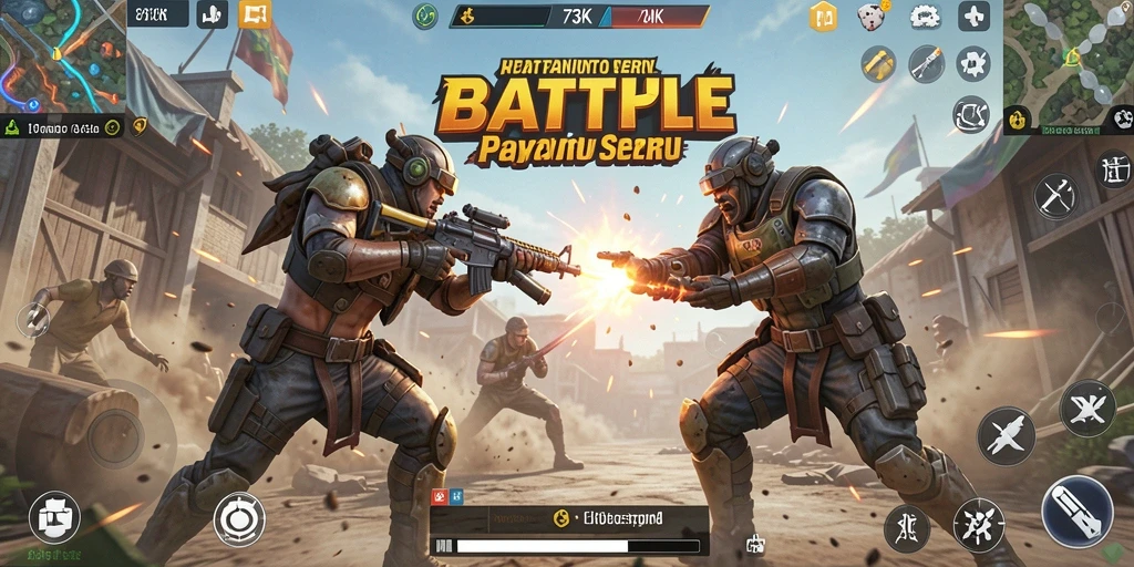Menampilkan aksi seru dalam gameplay Battle Royale.