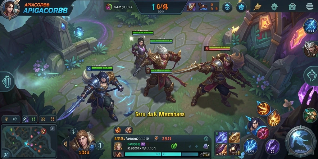Tangkapan layar aksi mendebarkan dalam game MOBA.
