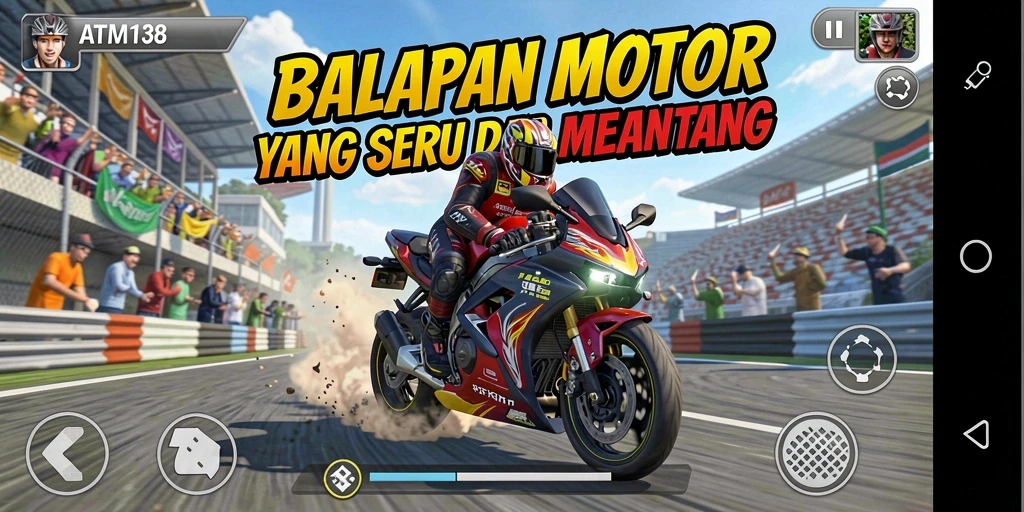 Gameplay seru dan menantang dari ATM138 dengan balapan motor yang mendebarkan.