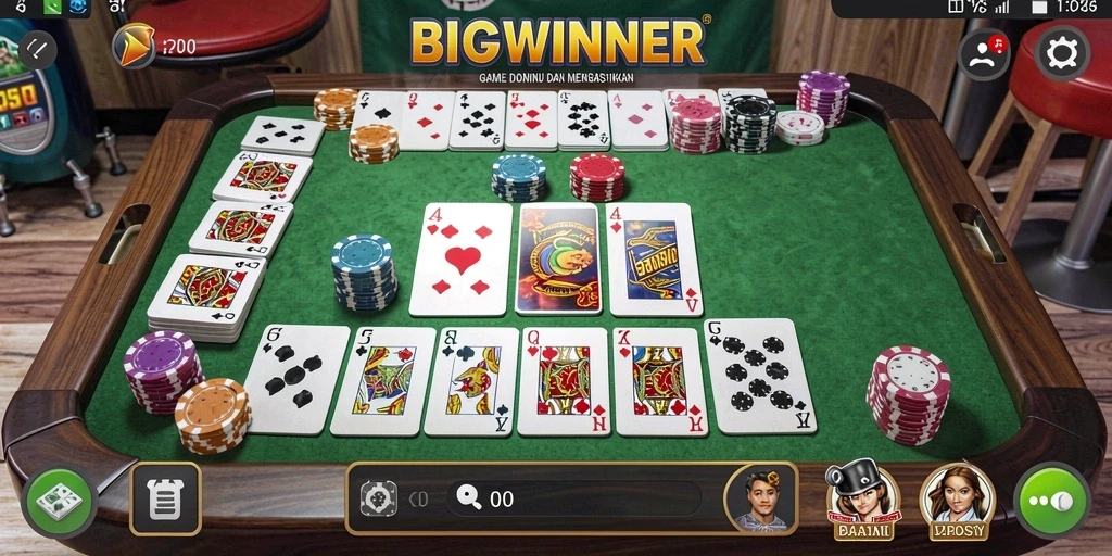 Screenshot gameplay menarik dari BIGWINNER menunjukkan keseruan bermain Domino.