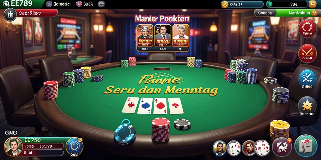 Screenshot gameplay EE789 menampilkan aksi Poker yang mendebarkan.