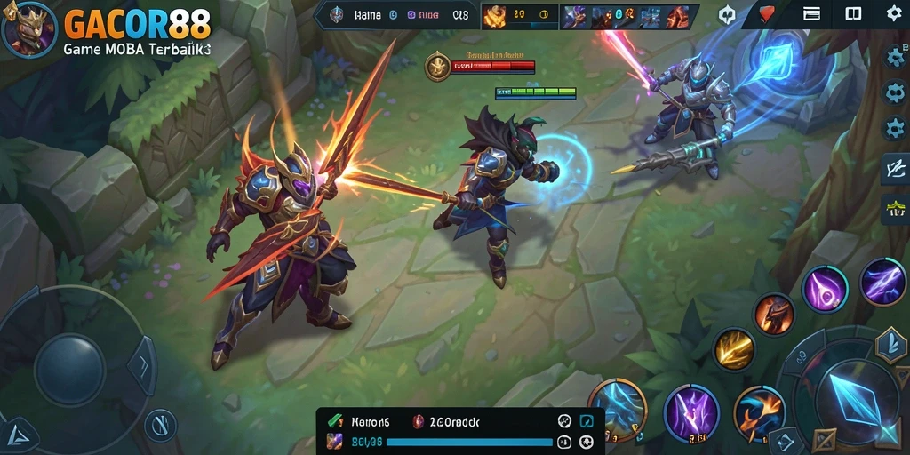 Gameplay seru GACOR88 dalam pertarungan tim MOBA.