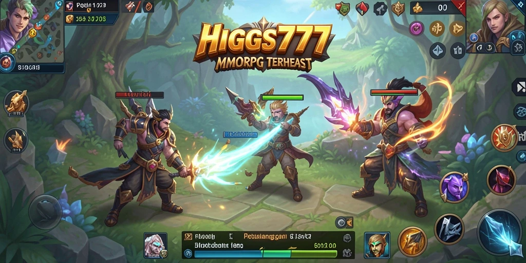 Menampilkan aksi epik dalam gameplay HIGGS777 MMORPG.