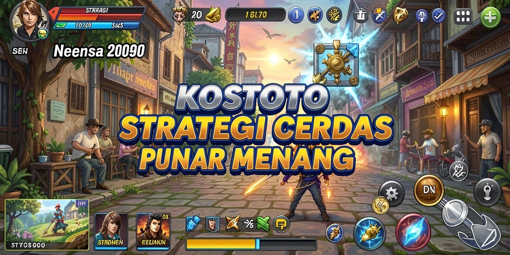 Screenshot KOSTOTO menampilkan aksi pertempuran strategis yang mendebarkan.