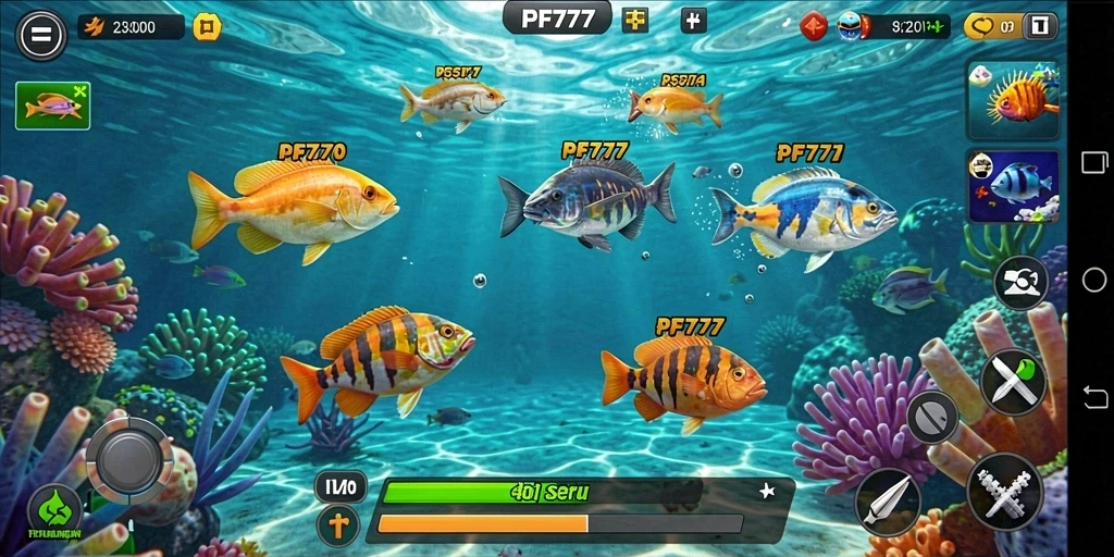 Tangkapan layar dari gameplay mendebarkan PF777 yang penuh aksi.