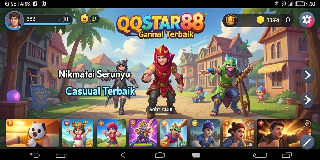 Screenshot gameplay <strong>QQSTAR88</strong> yang menarik dan penuh warna.