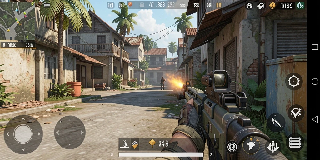 Tampilan gameplay seru RR89 dengan aksi tembak-menembak yang intens.