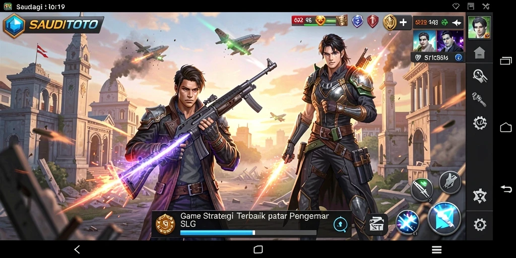 Tangkapan layar gameplay SAUDITOTO yang menampilkan strategi berbasis SLG