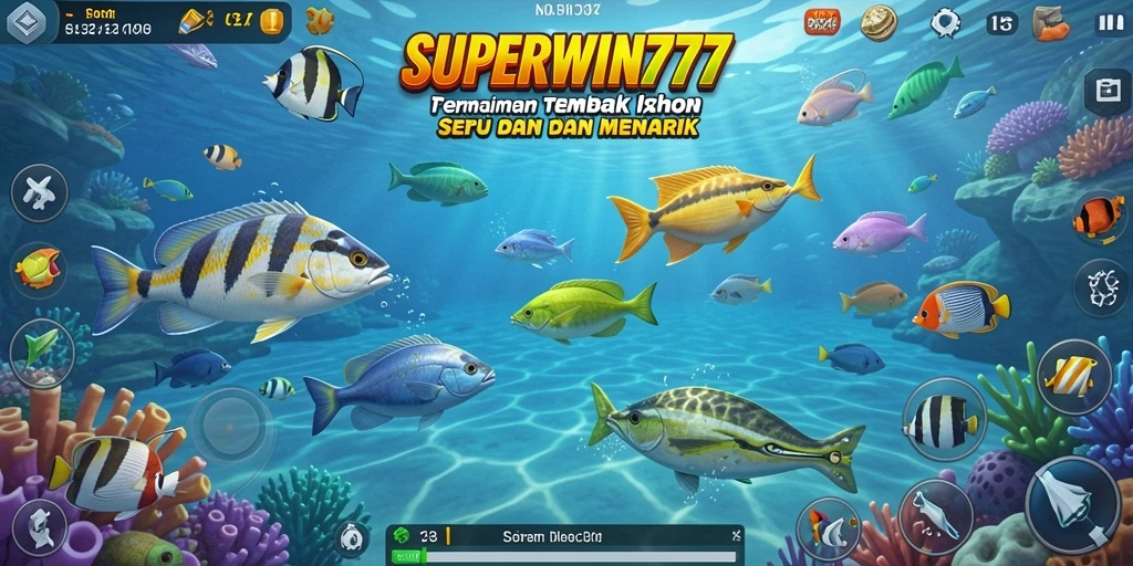 Tampilan gameplay SUPERWIN777 yang menarik dengan berbagai ikan yang dapat ditembak.