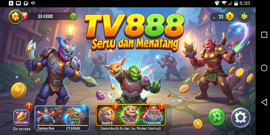 Tampilan gameplay TV888 yang menarik dan penuh warna.