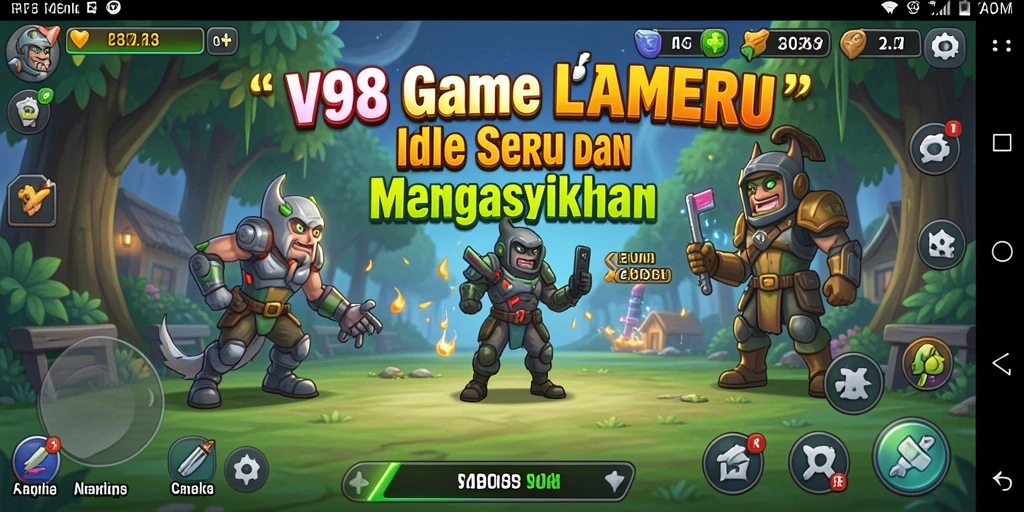 Screenshot utama V98 menampilkan gameplay Idle yang asyik.