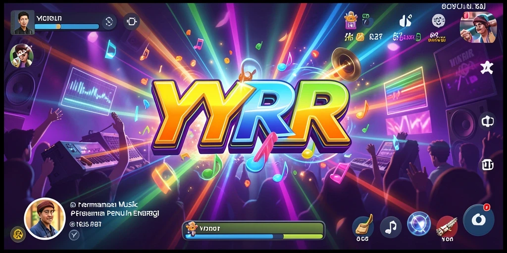 Tampilan gameplay <strong>YYRR</strong> yang penuh warna dan dinamis saat bermain musik.